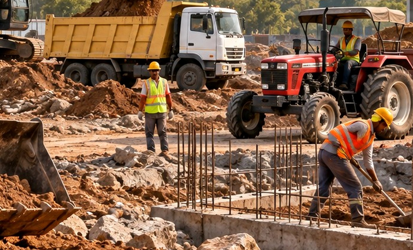 Tipper transporting excavated soil for a Bengaluru earthmoving project